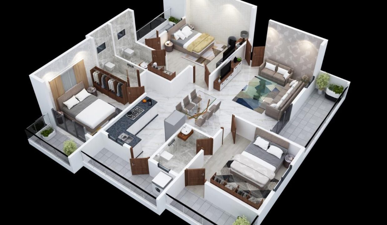 08 - Gajanan 3BH Plan 3D